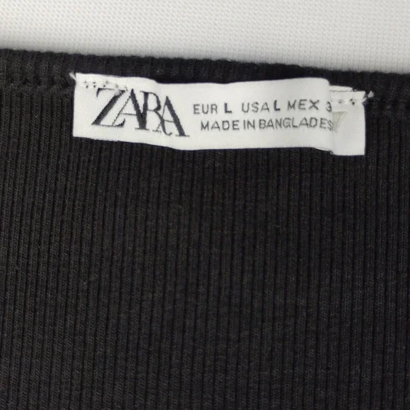 Zara Black Stretch Ruffled Sleeves Top. - Picture 14 of 14